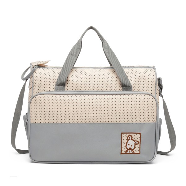 9026 - Miss Lulu 5-teiliges Polyester Set für Mutterschaft und Baby Wickeltasche Punkt-Serie - Hellgrau